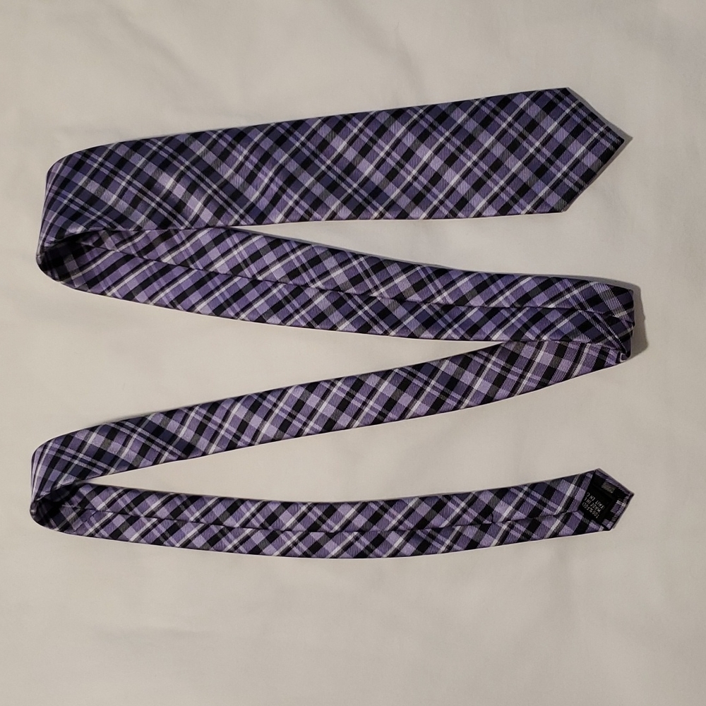 Men's George purple, black and white pattern tie